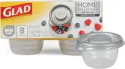 GladWare Home Mini Round Food Storage Containers, Small Food Containers Hold 4 Ounces of Food, 8 Count Set | with Glad Lock Tight Seal, BPA Free Containers and Lids