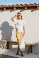 [PUP51] Peta Maxi Skirt - Yellow Poppy XS Floral