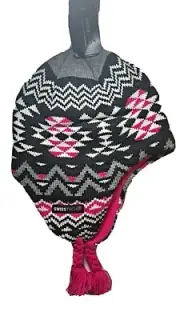Swiss Tech Girl's Peruvian Knit Winter Hat w/ Ear Flap Thinsulate Black OSFM