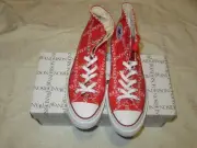 Converse x JWA JW Anderson ct70 Grid Print Chuck 70 Hi Red Flame Scarlet Sz 9.5