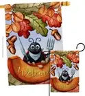 Hungry Ladybug Garden House Flag - Set Fall Harvest & Autumn Scarecrow Pumkin...