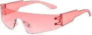 [JRLLFD] Steampunk Rimless Sunglasses Women Men One-Piece Sports Goggle Sun Glasses Mirror Colorful Eyewear