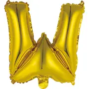 Letter W Gold Foil Air Fill Balloon 35.5cm