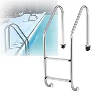2/3 Step Swimming Pool Ladder,Thickened Stainless Steel Double Armrests,Weight Capacity 550 Lbs,for Open Air Bath Water Park(2-steps1.0mm)