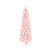 Flocked Pencil Christmas Tree with Lights 6.5Ft, Artificial Prelit Christmas ...