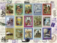 在飛比找Yahoo!奇摩拍賣優惠-歐洲進口拼圖 Rav  繪畫 風景 假期郵票 2000片拼圖