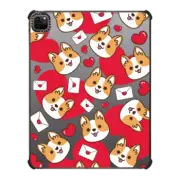 iPad Pro 12.9-inch (5th/6th gen) iPad Impact Case Cute Corgi with Valentine Letter - Kawaii Dog Cartoon Puppy with Love Letter & Red Heart