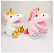 New Unicorn Hand Puppet Plush Pink Stuffed Animal Toy Girls Rainbow