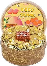 Okaybee Egg Gold Foil Slime, Good Stretchy & Non-Sticky Clear Slime, Slime Party Favors for Kids, Slime Sensory Toys for Birthday Easter Hallowmas Christmas Girls Gifts & Boys Gifts