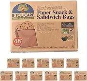 IF YOU CARE/FSC Certified Unbleached & Completely Chlorine Free (TCF)/USDA Certified 100% Bio-Based Snack & Sandwich Bags (48 Pieces), 12 Boxes, Plastic Free, Natural Material, Oil Resistant,