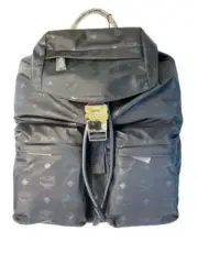 MCM Dieter Monogrammed Two-Pocket Navy Blue Nylon Backpack MUK 7ADT19 VA001