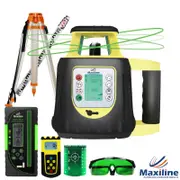 Maxiline Dual Grade Digital Self Leveling Rotating Rotary Laser Level + Digital Receiver Green Beam+ Tripod Staff FRE208G