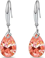 [Maylover] Silver Dangle Earring 14k White Gold Plated 925 Sterling Silver 12mm Pear Shape Naked Drill Swarovski Element Crystal Drop Earrings For Women