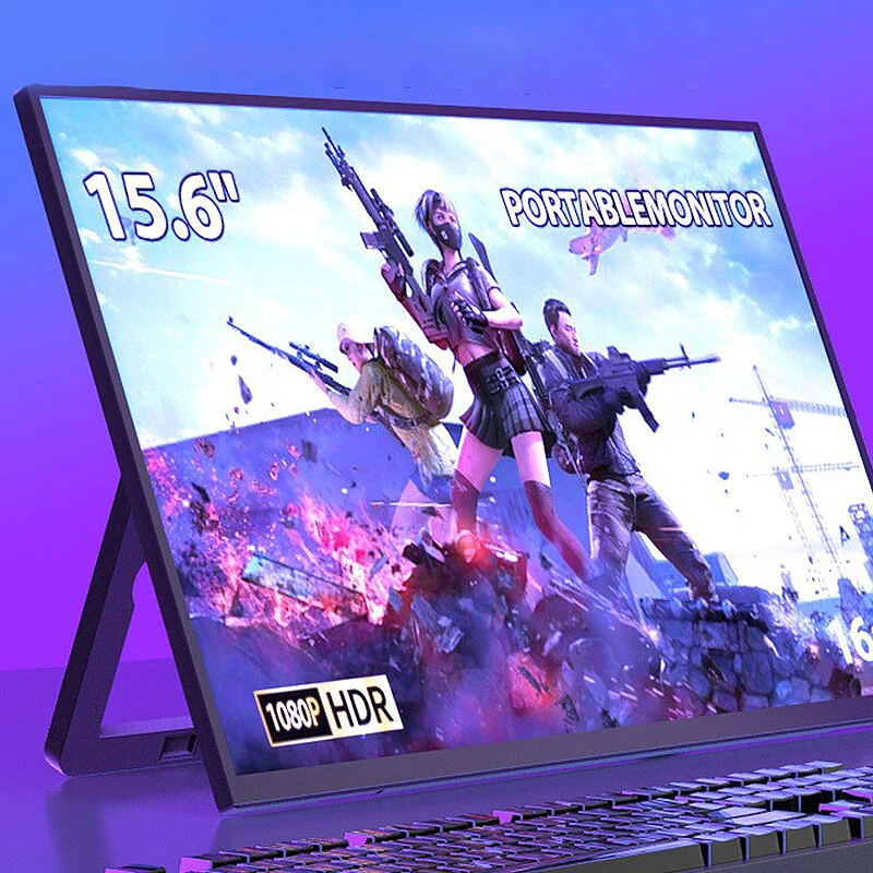 SIBOLAN S3-C72 15.6 Inch 1080P Portable Monitor Type-C HDTV 3.5mm AUX Gaming Display Screen HDR 16:9 Low Blue Light for