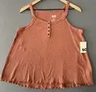 SO Womens Dried Mauve Cotton Strappy Junior Knit Tank Top M NWT