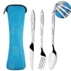 Zipper Tableware Set Stainless Steel Cutlery Bag Tableware Bag Home/Camping