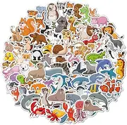 WD&CD Cute Animals Stickers, 100 Pcs Cartoon Rabbit Elephant Dolphin Panda Mixed Sticker Pack Waterproof, Water Bottle/Phone/Skateboard/Laptop/Envelope Seals Paster Stickers for Decorations Stickers