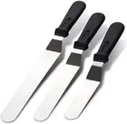 Icing Spatula, Metal Stainless Steel Spatula Set with 6", 8", 10" Blade, Angled