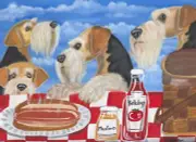 Airedale Terrier print 8 x 10 , "Picnic " Two Signed by artist