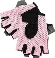 [VALICLUD] 1 Pair Half-Finger Gloves - Absorbing Half Gloves Outdoor Cycling Gloves Breathable Cycling Gloves Fingerless Bike Mitt Gloves for Cycling Breathable Bike Gloves Pink Nylon