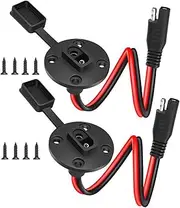Greluma 2 PCS Black SAE Socket Sidewall Connector, Weatherproof SAE Quick Connect Solar Panel Universal Flush Mount Connector, 12AWG Copper Cable with 8 Screws for Solar Generator Battery Charger