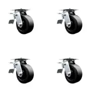 5 Inch Polyolefin Caster Set with Ball Bearings and Total Lock Brakes SCC