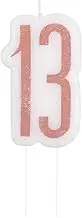 Unique Party 84980 84980-Glitz Rose Gold 13th Birthday Candle, Age 13