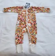 Bonds BZBVW 7L8 Petal To The Metal Printed Zip Wondersuit Romper Size 1 New