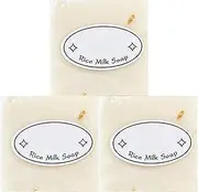 3Pcs Rice Soap, 65g Cleansing Moisturizing Anti-Mite Exfoliating Soap Bar for Women Natural Non-Irritating Rice for Face & Body Exfoliating Bar