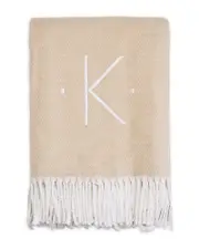 Matouk Pezzo Monogrammed Fringe Throw Blanket