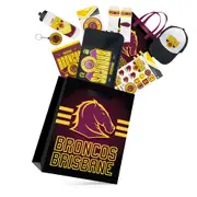 NRL Brisbane Broncos Showbag 24 w/ Cap/Duffle Bag/Drink Bottle/Socks/Key Chain