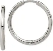 [JewelryWeb] Titanium Polished 2.1mm Hinged Hoop Earrings 25x23.5mm Wide 2.1mm Thick-Hoop Earring for Women