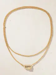 [Marla Aaron] Marla Aaron - Allstone Chubby Babylock + Rolo Chain 14-karat Gold Diamond Necklace - One size One size Gold
