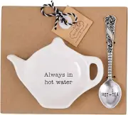 Home Kitchen Circa Tea Time Teapot Tea Bag Spoon Rest Sets 42600444 (Always in H