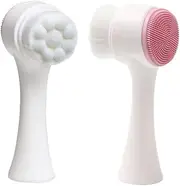 Ipetboom Super Soft Facial Brush Double-sided Fine Synthetic Hair Manual Cleansing Brush for Blackhead Removal Pore Cleaning