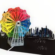 Rainbow Ferris Wheel 3D Pop Up Card - Grey Cover