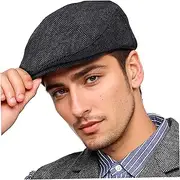 [AZIDWERYQ] Scally Cap Soft Scally Cap for Men Elegant Mens Dress Hats Classic Caps for Men Cotton-Polyester Newsboy Fashion Flat Dark Grey