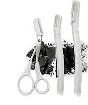 Ksvsonrvi Eyebrow Razors Sets, 2PCS Razor with Protective Cover, 1PCS Scissor, Facial Hairs Peach Fuzz Removal, Face Shavers (Clear)