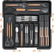 FORYUSE Expandable Cutlery Drawer Organizer Utensil Tray Removable Knife Bloc...
