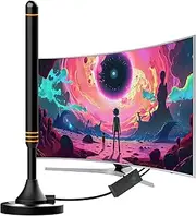 TV Aerial - Digital TV Ariels with Amplifier, Strong Magnetic Base Freeview Aerial for Easy Installation, Smart TV Aerial Indoor Support Freeview Aerial/4K/1080P - 16.4FT Coax Cable (Orange)