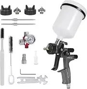 Spray Paint Gun with 1.3/1.5/1.7mm Nozzles Pressure Gauge,Air Compressor HVLP Paint Sprayer Gun,Small Spray Gun for Painting,Automotive Pneumatic Gravity Feed Spray Gun Kit for Cars,Furniture,House