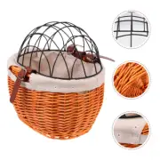 Woven Bike Basket with Lid for Pets Rattan Bicycle Wicker Child