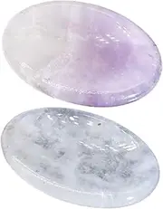 BESTYASH 2Pcs Portable Natural Crystal Thumb Massage Tool Worry Stones for Facial Scraping Plate for Skin Elasticity and Puffiness Reduction Convenient for Neck Use