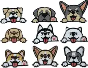 9Pcs Cute Small Pocket Dog Embroidered Applique Patches, Sew on /Iron on Patches