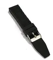 [g24] 22mm Silicone Rubber Watch Band Strap Fit WEIL 4881 TANGO CHRONO Black Pin