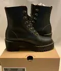 NEW Womens Dr Martens Air Wair LEONA Vintage Smooth Black Platform Boots 8