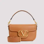 [Valentino Garavani] Valentino Garavani-Almond Beige Leather Locò Shoulder Bag-Donna OS OS