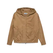 [Prada] Prada Logo Patch Hooded Jacket 40 IT BROWN