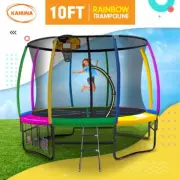 10ft Trampoline Free Safety Net Spring Pad Cover Mat Ladder Shoe Bag - Rainbow