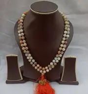 Natural Moonstone Japa Mala Prayer Beads 108 Beads Round Beads Guru
